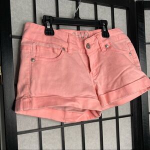 Delia’s Olivia Denim Rolled Shorts Coral Pink X-Small 0